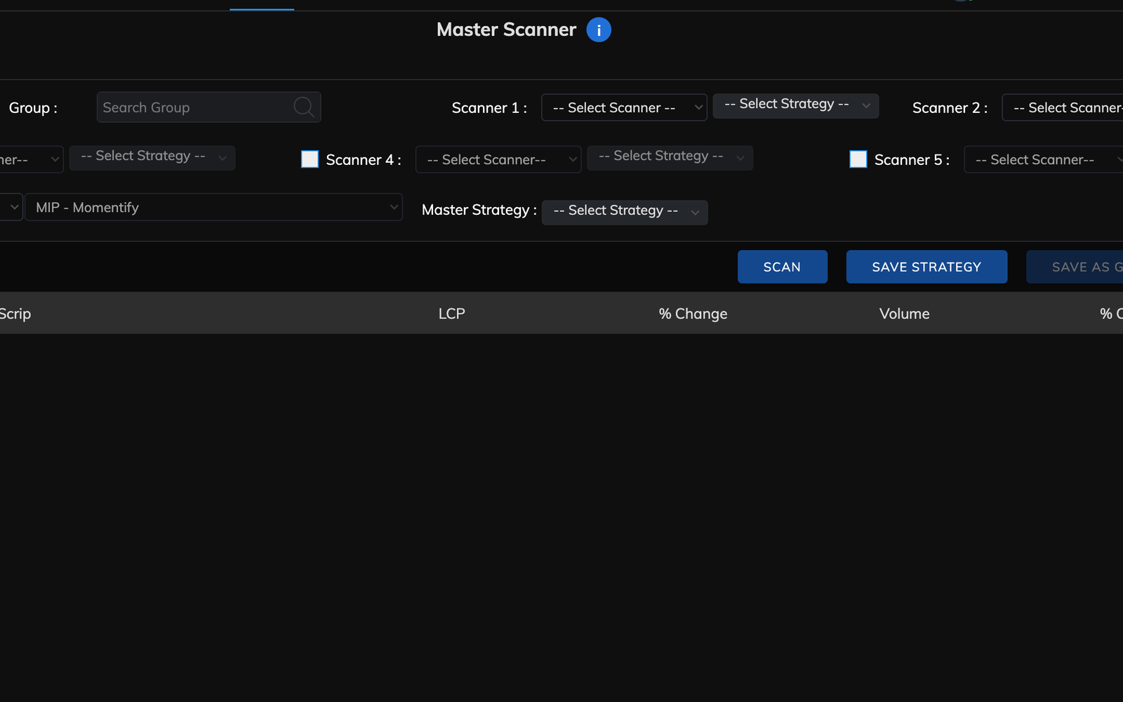 Master Scanner: default toolbar without Dx polish