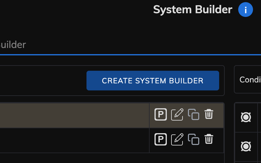 System Builder and lists: without Dx inline filter